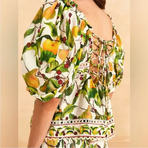 Farm Rio 100% cotton fruit orchid blouse NEW