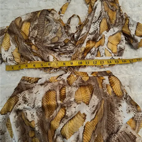 Glamaker Dark Romance Exotic Floral Snake Print Mini Dress Size Small Brown