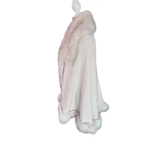 BEIGE Faux FUR CAPE SHAWL WRAP WOMEN Tan
