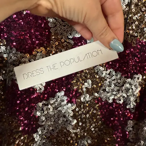 Dress the Population | Multicolor Sequin Brenna Long sleeve Sheath Dress XL BNWT