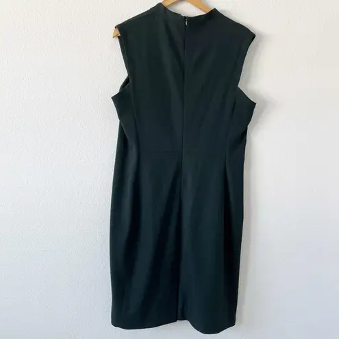 MM.LaFleur Dark Green V-Neck Aditi Sheath Career Sleeveless Dress