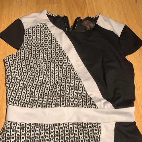 None Black and white dress color block dress