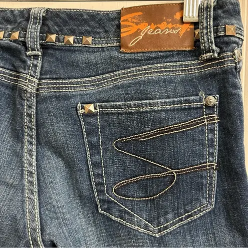 Seven 7 Jeans Women's Size 29 Straight Leg Distressed Studded Denim Med Wash