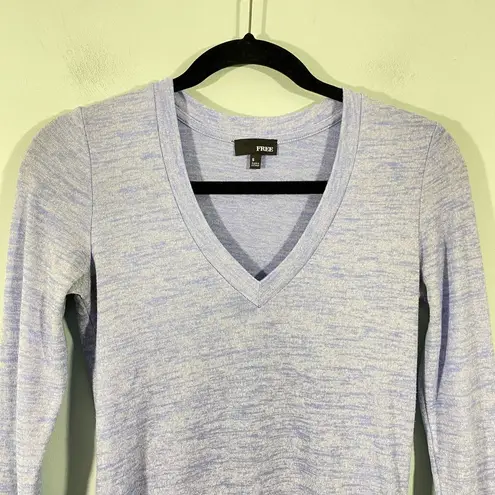 Wilfred Free Aritzia Women's Heather Blue V-neck Long Sleeve Top Size S