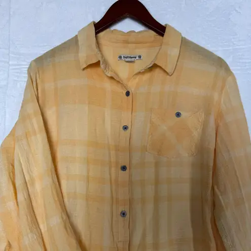 Ruff Hewn Womens Plaid Button Up Shirt Long Sleeve Casual Lightweight Relaxed XL