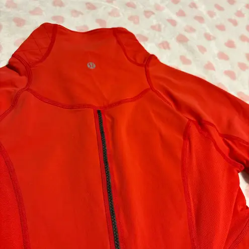 Lululemon run toasty tech half zip pullover jacket love red size 8