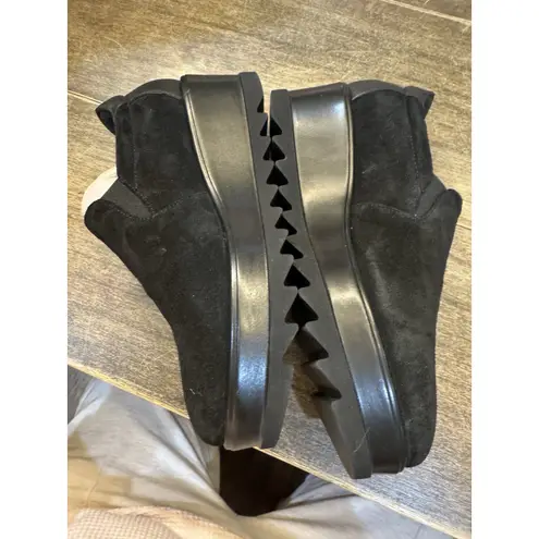 Cordani Amaya Black Suede Size 39 US 8.5 Slip On Wedge Loafer Lug Sole