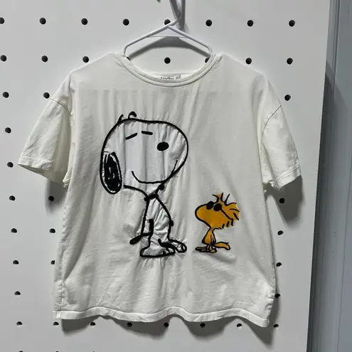 Stradivarius X Peanuts Snoopy White Tee Size L