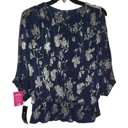 MSK Cold Shoulder Blouse Size XL NWT Blue