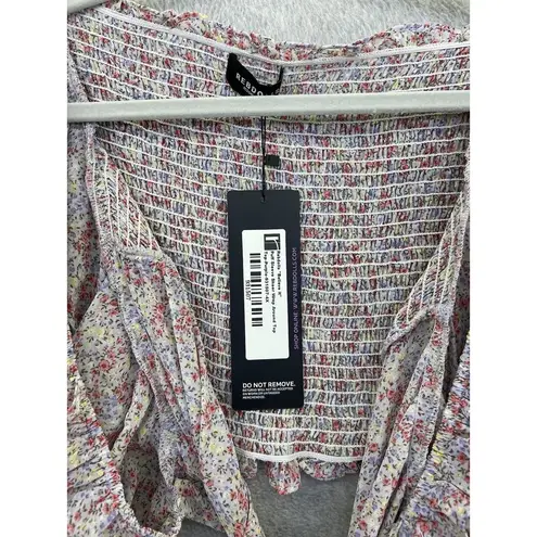 Rebdolls  Women's Wrap Blouse Puff Sleeve Smocked Plus Size 4X Cut off Floral thumbnail 8