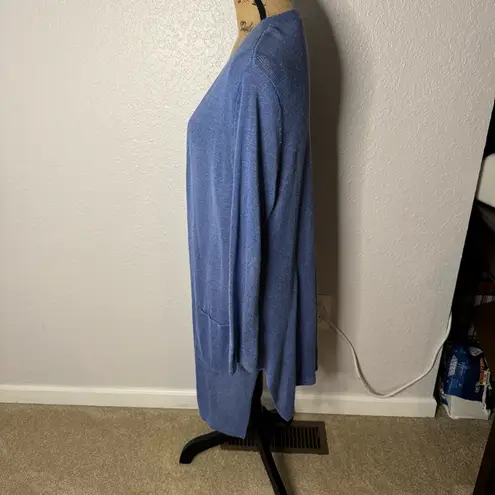 J Jill Open Front Linen Blend Long Duster Cardigan Blue Size L Pockets Coastal Size L - Image 8