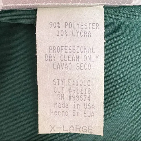 Fiesta Emerald Green Velvet Gown Size XL Long Sleeve Draped Wrap Maxi Dress VTG