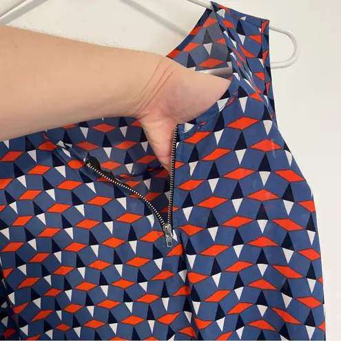 PaperMoon STITCH FIX Plus Size Holland Zipper Blouse Blue Orange Geometric Tank