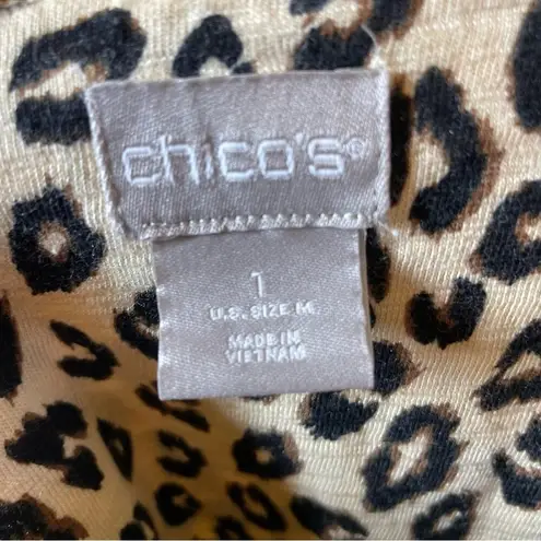 Chico's  Animal Print Leopard Blouse Roll Tab Medium Chico 1