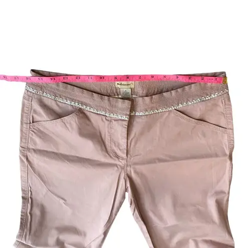 Elevenses Anthropologie Beige Mauve Wide Leg Pant Size 8 Sequin Trim - Image 9