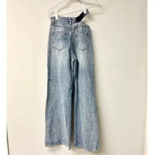 Ksubi Haven 100% Cotton Cutout Waist Denim Wide Leg Jeans Blue Women's Size 27