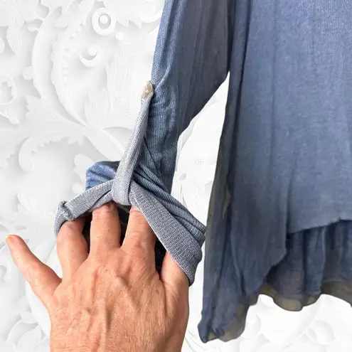 Scandal Italy Layered Two Piece Top Set One Size Blue Size L