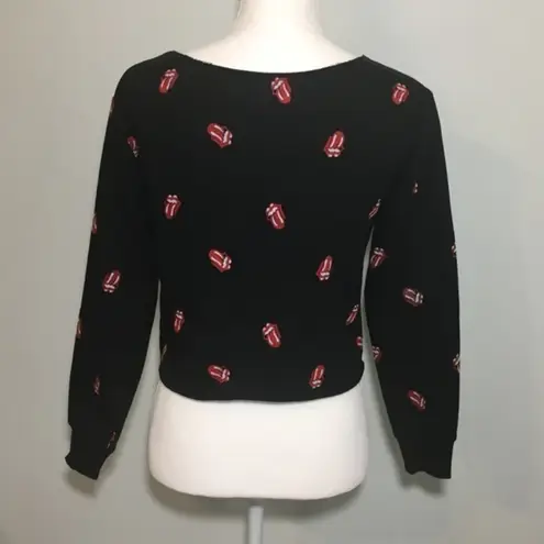 The Rolling Stones NWOT Black Cropped Sweatshirt Top