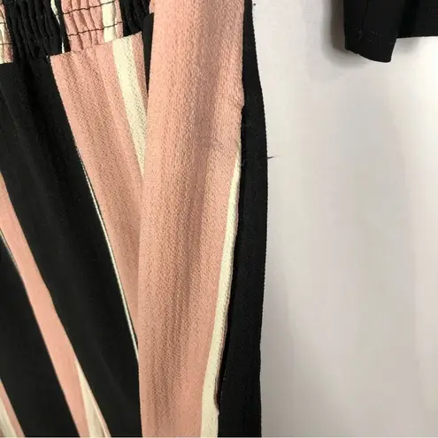Chetta B Black & Pink Stripe Wide Leg Long Sleeve Jumpsuit XS