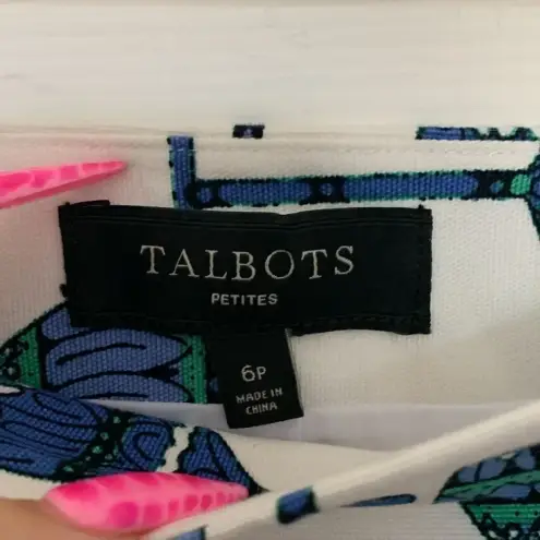 Talbots  Martini Wine Glass Skirt White Blue Size 6