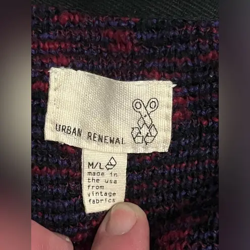 Urban Renewal Vintage 90s Houndstooth Cardigan Sweater Size Medium Dark Academia