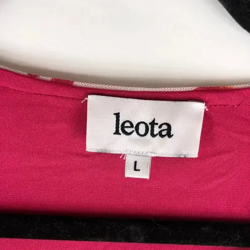 Leota Womens Midi Mesh Dress Leaf Print Short Sleeve V-Neck Ruffle Skirt Pink L