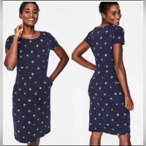 Boden USA Boden Phoebe Navy Blue Floral Cotton Sheath Dress Size 6P