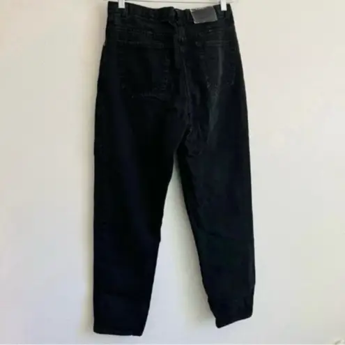 NY Jeans Vintage Black Denim Straight Leg Classic Petite High Waist Mom Jean