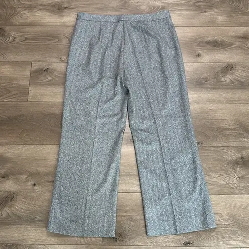 Lafayette 148  Menswear Herringbone Gray Silk And Wool Trouser Cropped Pants 12