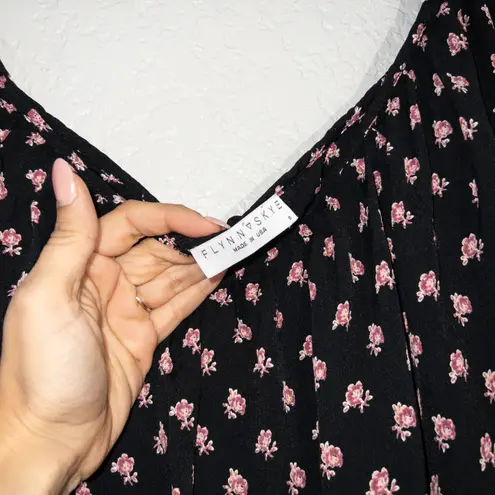 Flynn Skye Black Floral Claire Jumpsuit Size Small