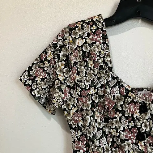 Vintage 80s Energie Bi Currants Floral Button Front Romper Size Small Black