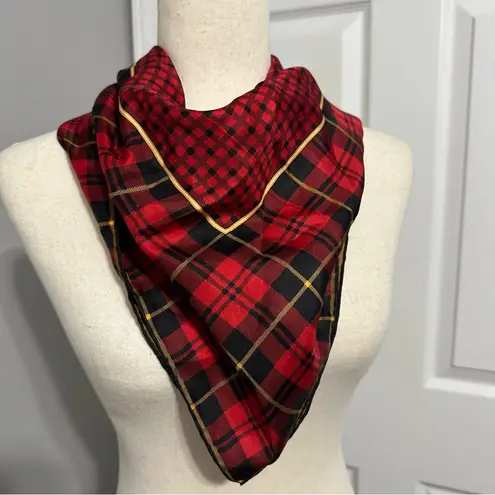 Bill Blass Vintage Red Plaid Square Scarf