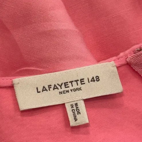 LAFAYETTE 148 NEW YORK Pink Silk & Linen Midi Dress 4 Pink