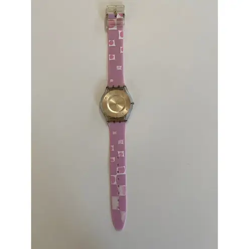 Swatch Watch Marble Time Pink Slim Skin Classic SKF315 Vintage 2002 Works well!