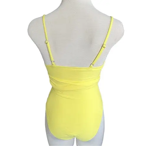 River Island wrap front swimsuit in pale yellow Size M NWT