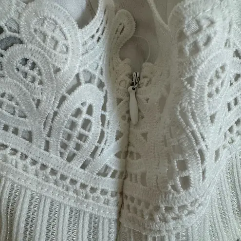 Endless Rose White Eyelet Lace Peplum Plunge Crochet Strappy Tank Top Small