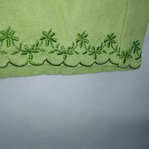 Denim & Co S Linen Lime Capri Pull On Pants Green