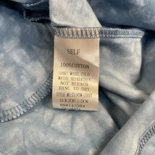 Cotton Bleu Sleeveless Tiered Babydoll Dress Blue Tie Dye Size 3X Pockets New