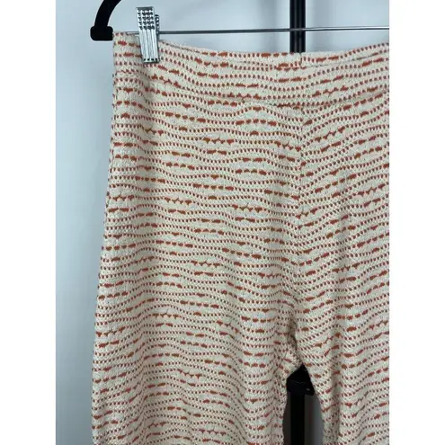 ZARA  Orange Cream Crochet Knit Straight Leg Pull On High Waist Pants Size L