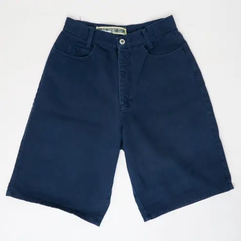 Vintage 80s Paris Sports Club Navy Blue High Waisted Denim Shorts Size 25