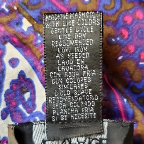 Alyn Paige Purple Tie Sleeve Paisley Boho Style Dress M