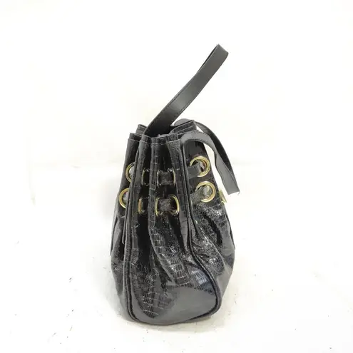 Jimmy Choo Ramona Black Snakeskin Leather Shoulder Bag EUC