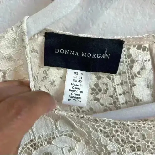 Donna Morgan Women’s Ivory Floral Crochet Lace Bell Sleeve Dress Sz 10