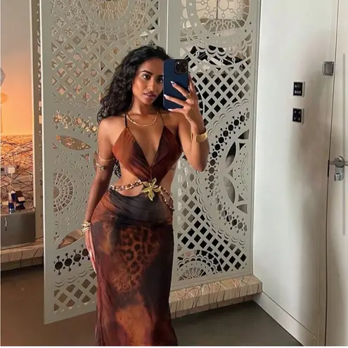 Jaded London Vida Maxi Dress in Grunge Animal