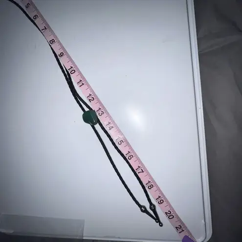 Green Gem Bolo Tie Handmade Braided Vegan Faux Leather Boho Western Necklace Green