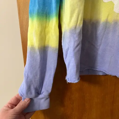 Lauren Moshi Lee Skull Peace Hand Tie Dye Sweatshirt Ocean Sunrise NWT Large