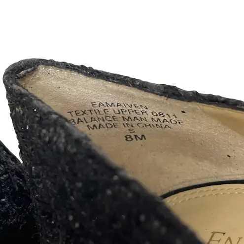 Enzo Angiolini EAMAIVEN Black Glitter Stiletto Open Toe Pump Sz 8 M High Heel