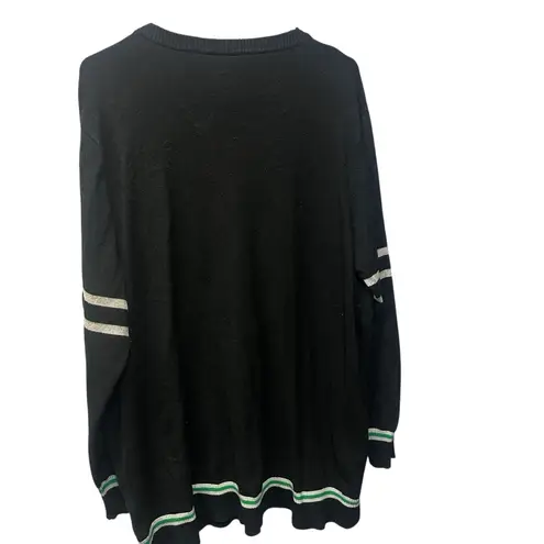 Harry Potter Slytherin House Crest Black V Neck Cardigan Size 16