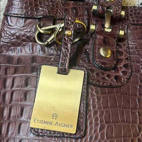 Etienne Aigner Rich Brown Crocodile Tote