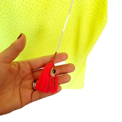 Maison Scotch Short Sleeves Blouse Cowl Neck Top Neon Yellow Y2K 2 Medium EUC